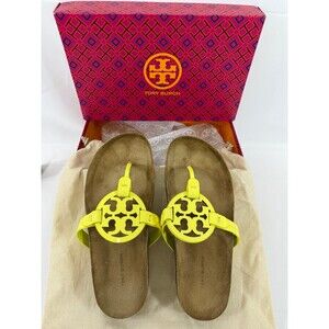 Tory Burch Miller Cloud Soft Patent Leather/Cork Blazing Yellow Size 7.5